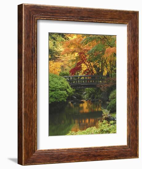 Moon Bridge in Autumn: Portland Japanese Garden, Portland, Oregon, USA-Michel Hersen-Framed Photographic Print