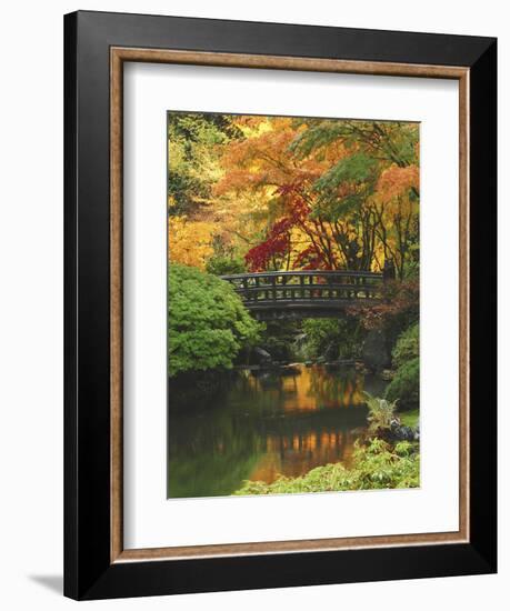 Moon Bridge in Autumn: Portland Japanese Garden, Portland, Oregon, USA-Michel Hersen-Framed Photographic Print