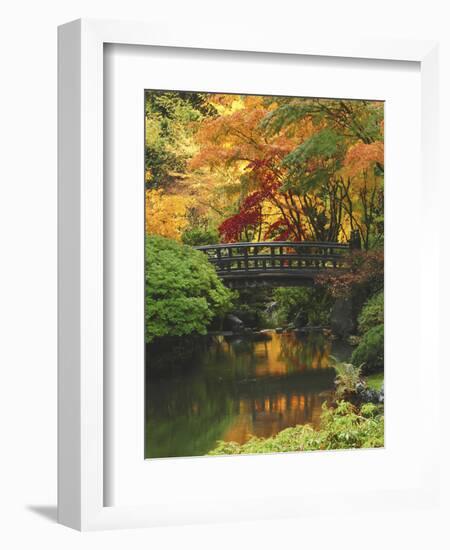 Moon Bridge in Autumn: Portland Japanese Garden, Portland, Oregon, USA-Michel Hersen-Framed Photographic Print