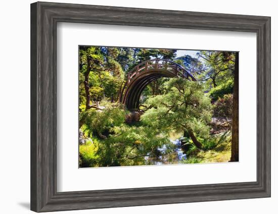 Moon Bridge Over a Small Creek-George Oze-Framed Photographic Print