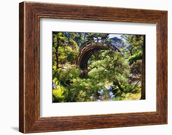 Moon Bridge Over a Small Creek-George Oze-Framed Photographic Print