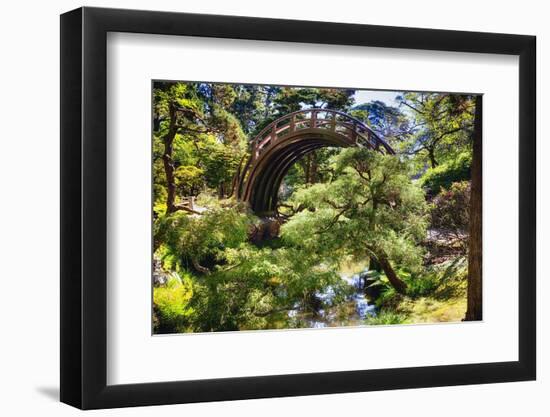 Moon Bridge Over a Small Creek-George Oze-Framed Photographic Print