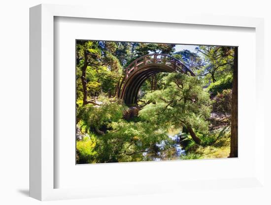 Moon Bridge Over a Small Creek-George Oze-Framed Photographic Print