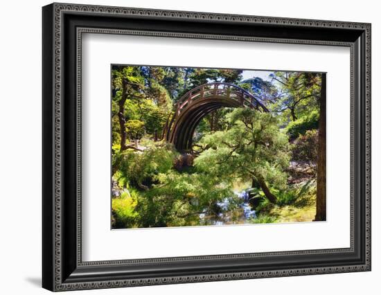 Moon Bridge Over a Small Creek-George Oze-Framed Photographic Print