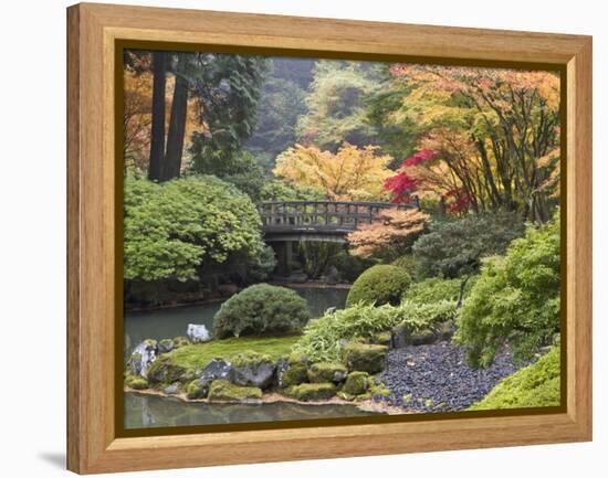 Moon Bridge, Portland Japanese Garden, Oregon, USA-William Sutton-Framed Premier Image Canvas