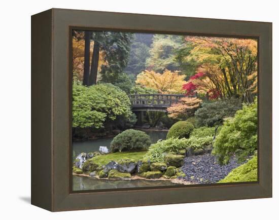 Moon Bridge, Portland Japanese Garden, Oregon, USA-William Sutton-Framed Premier Image Canvas