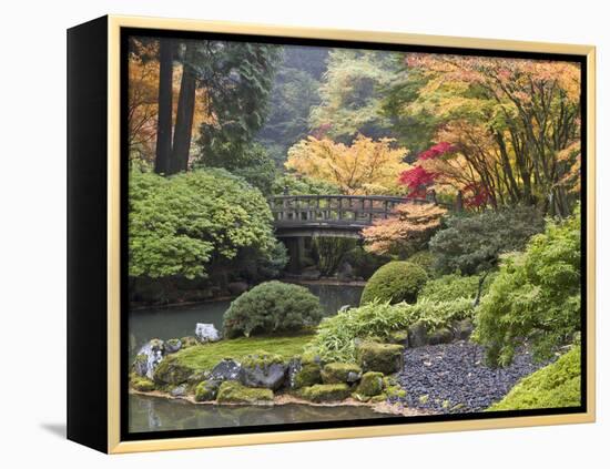 Moon Bridge, Portland Japanese Garden, Oregon, USA-William Sutton-Framed Premier Image Canvas