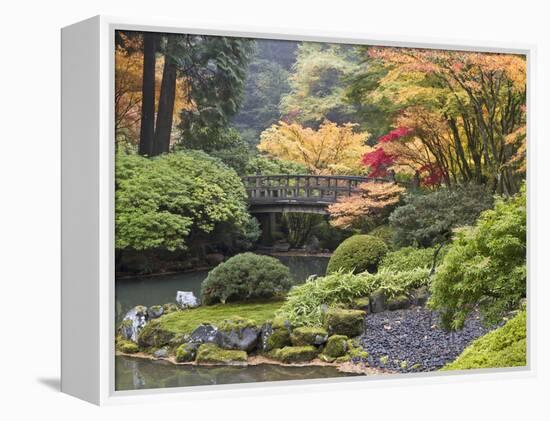 Moon Bridge, Portland Japanese Garden, Oregon, USA-William Sutton-Framed Premier Image Canvas