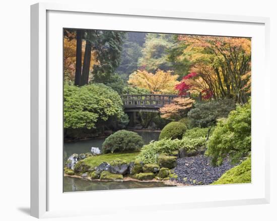 Moon Bridge, Portland Japanese Garden, Oregon, USA-William Sutton-Framed Photographic Print