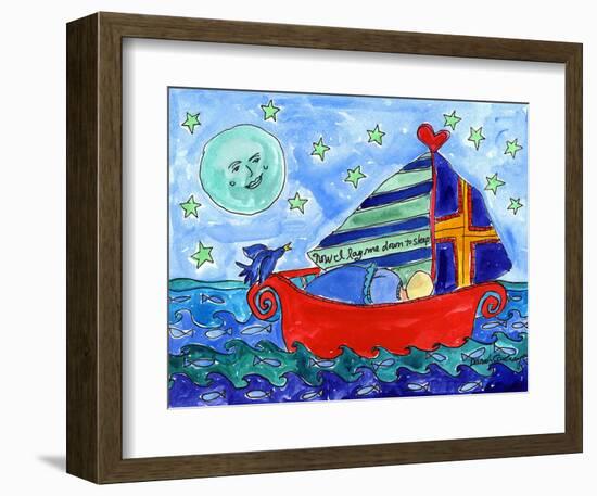 Moon Fish and Star Sailing-Deborah Cavenaugh-Framed Art Print