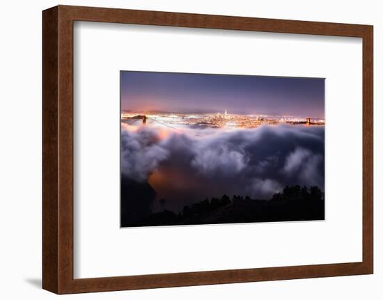 Moon Fog Wave San Francisco Skline at Night Golden Gate Bridge-Vincent James-Framed Photographic Print