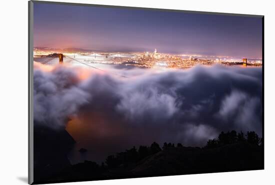 Moon Fog Wave San Francisco Skline at Night Golden Gate Bridge-Vincent James-Mounted Photographic Print