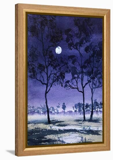 Moon Hangs from Tree, 2022 (Watercolour)-Margaret Coxall-Framed Premier Image Canvas