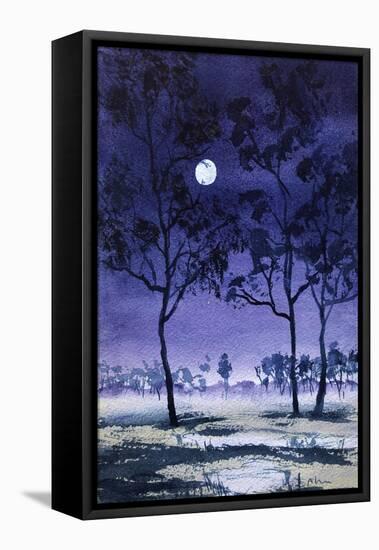 Moon Hangs from Tree, 2022 (Watercolour)-Margaret Coxall-Framed Premier Image Canvas