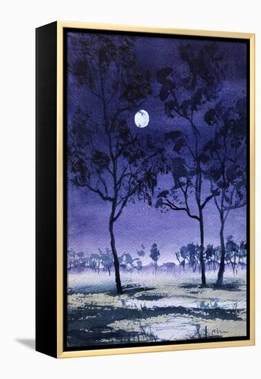 Moon Hangs from Tree, 2022 (Watercolour)-Margaret Coxall-Framed Premier Image Canvas