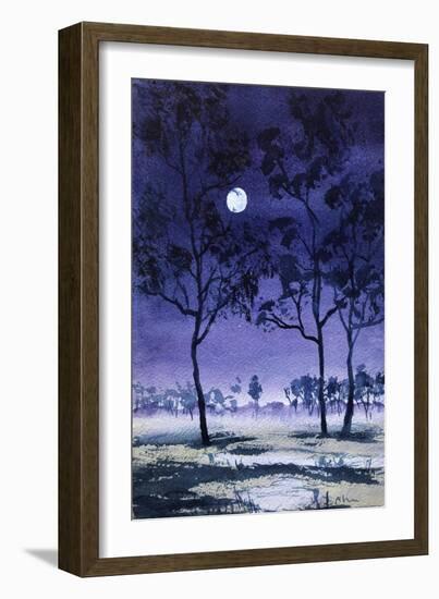 Moon Hangs from Tree, 2022 (Watercolour)-Margaret Coxall-Framed Giclee Print