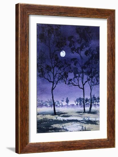 Moon Hangs from Tree, 2022 (Watercolour)-Margaret Coxall-Framed Giclee Print