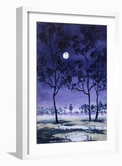 Moon Hangs from Tree, 2022 (Watercolour)-Margaret Coxall-Framed Giclee Print