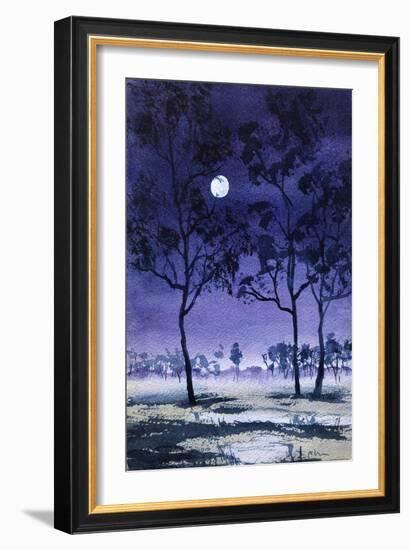 Moon Hangs from Tree, 2022 (Watercolour)-Margaret Coxall-Framed Giclee Print