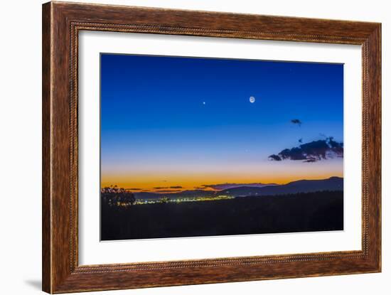 Moon, Mercury and Venus Conjunction Above Silver City, New Mexico-Stocktrek Images-Framed Photographic Print