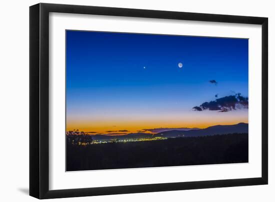 Moon, Mercury and Venus Conjunction Above Silver City, New Mexico-Stocktrek Images-Framed Photographic Print