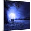 Moon Night And Wolf-Ata Alishahi-Mounted Giclee Print