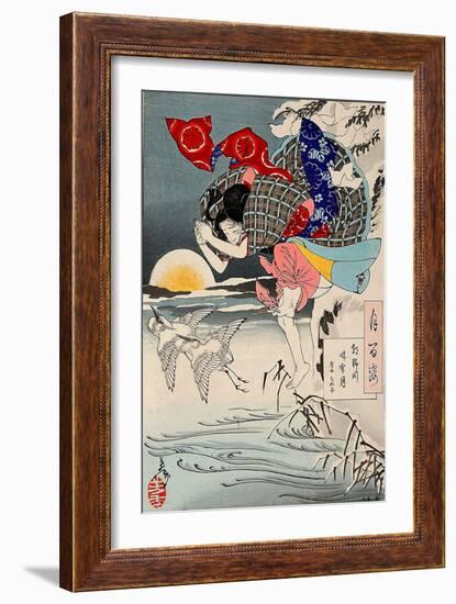 Moon of Pure Snow at Asano River, One Hundred Aspects of the Moon-Yoshitoshi Tsukioka-Framed Giclee Print
