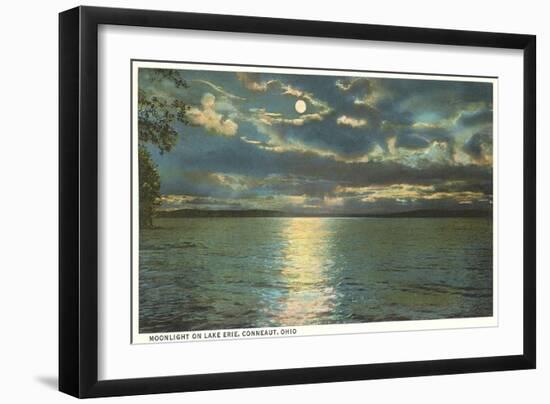 Moon on Lake Erie, Conneaut, Ohio-null-Framed Art Print