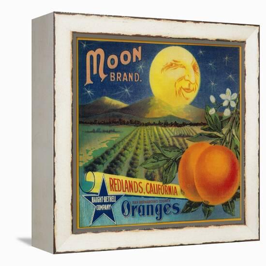 Moon Orange Label - Redlands, CA-Lantern Press-Framed Stretched Canvas