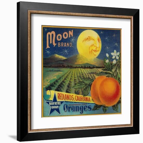 Moon Orange Label - Redlands, CA-Lantern Press-Framed Art Print