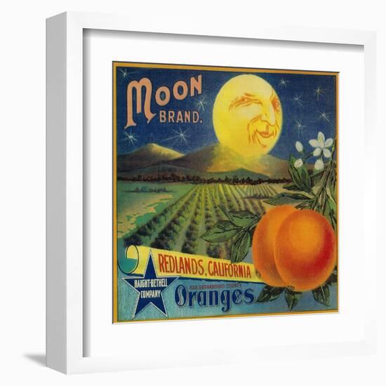 Moon Orange Label - Redlands, CA-Lantern Press-Framed Art Print