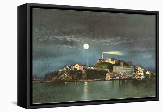 Moon over Alcatraz, San Francisco, California-null-Framed Stretched Canvas