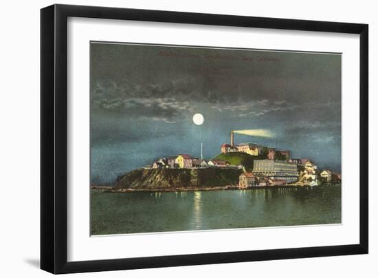 Moon over Alcatraz, San Francisco, California-null-Framed Art Print