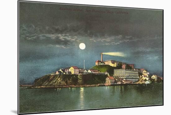 Moon over Alcatraz, San Francisco, California-null-Mounted Art Print