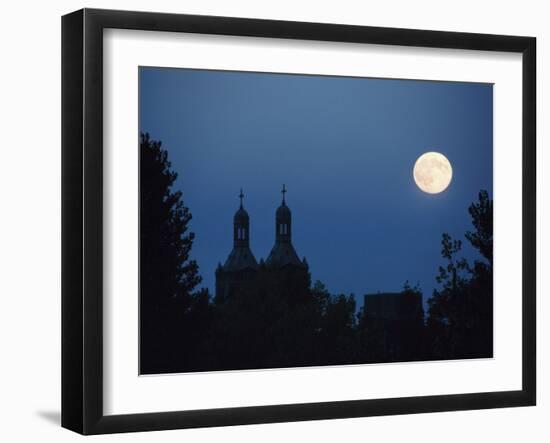 Moon over Church - Architecture Montreal, St. Charles 2115 Rue De Centre-null-Framed Photographic Print