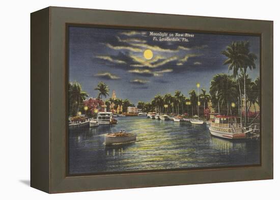 Moon over Ft. Lauderdale, Florida-null-Framed Stretched Canvas