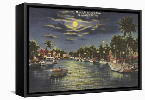 Moon over Ft. Lauderdale, Florida-null-Framed Stretched Canvas