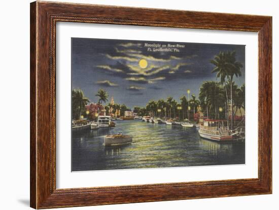 Moon over Ft. Lauderdale, Florida-null-Framed Art Print