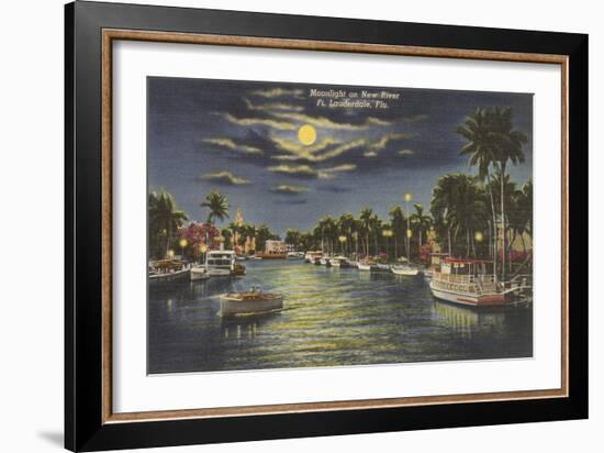 Moon over Ft. Lauderdale, Florida-null-Framed Art Print