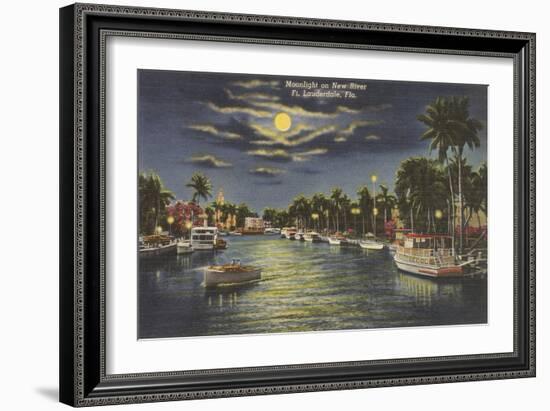 Moon over Ft. Lauderdale, Florida-null-Framed Art Print