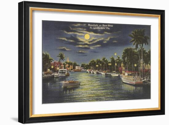 Moon over Ft. Lauderdale, Florida-null-Framed Art Print