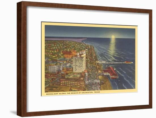 Moon over Galveston, Texas-null-Framed Art Print