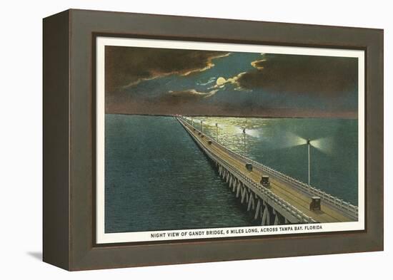 Moon over Gandy Bridge, Tampa, Florida-null-Framed Stretched Canvas