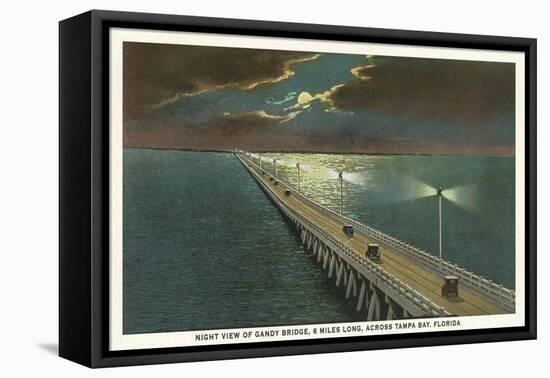 Moon over Gandy Bridge, Tampa, Florida-null-Framed Stretched Canvas