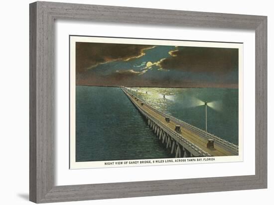 Moon over Gandy Bridge, Tampa, Florida-null-Framed Art Print