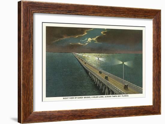 Moon over Gandy Bridge, Tampa, Florida-null-Framed Art Print