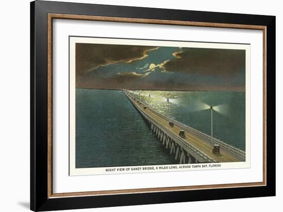 Moon over Gandy Bridge, Tampa, Florida-null-Framed Art Print