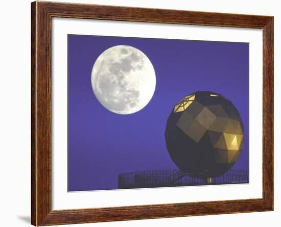 Moon Over Geodesic Dome, Designed by Steve Baer-John Dominis-Framed Photographic Print