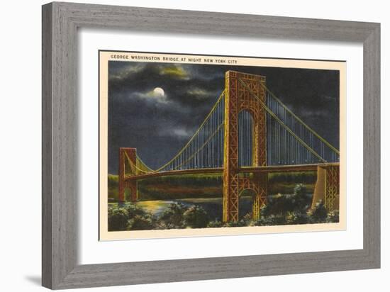 Moon over George Washington Bridge, New York City-null-Framed Art Print