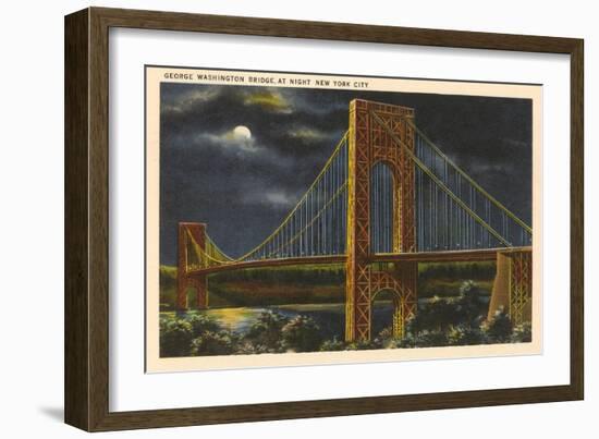 Moon over George Washington Bridge, New York City-null-Framed Art Print